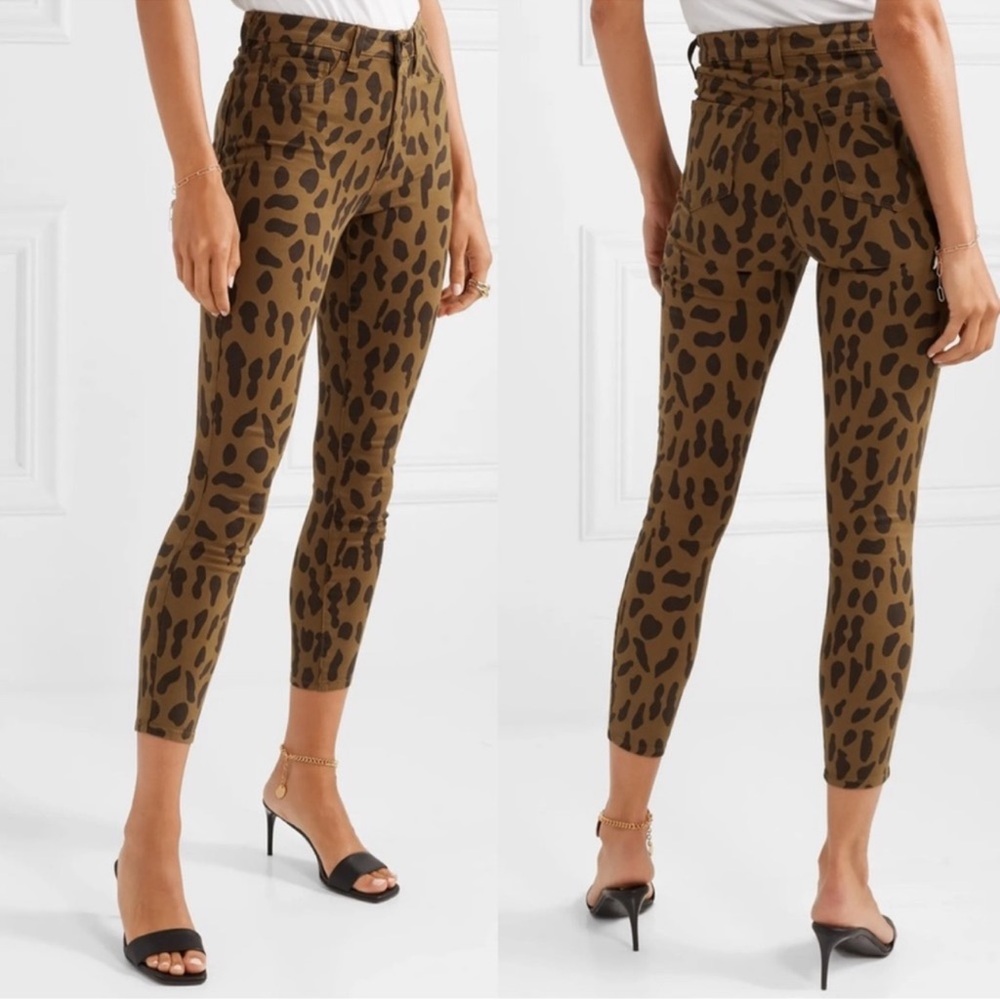 L'agence Margot Brown & Black High Rise Skinny Jeans In Spotted Animal Size 27